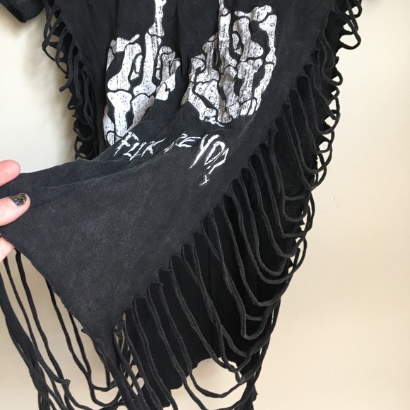 CONCERT BAND TEE SHIRT FRINGE Rat Baby Band punk shirt concert thrashed cutout - Picture 4 of 6